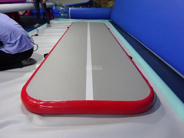 Gray surface red side air tumble tracks all about gymnastics, best quality inflatable tumble track